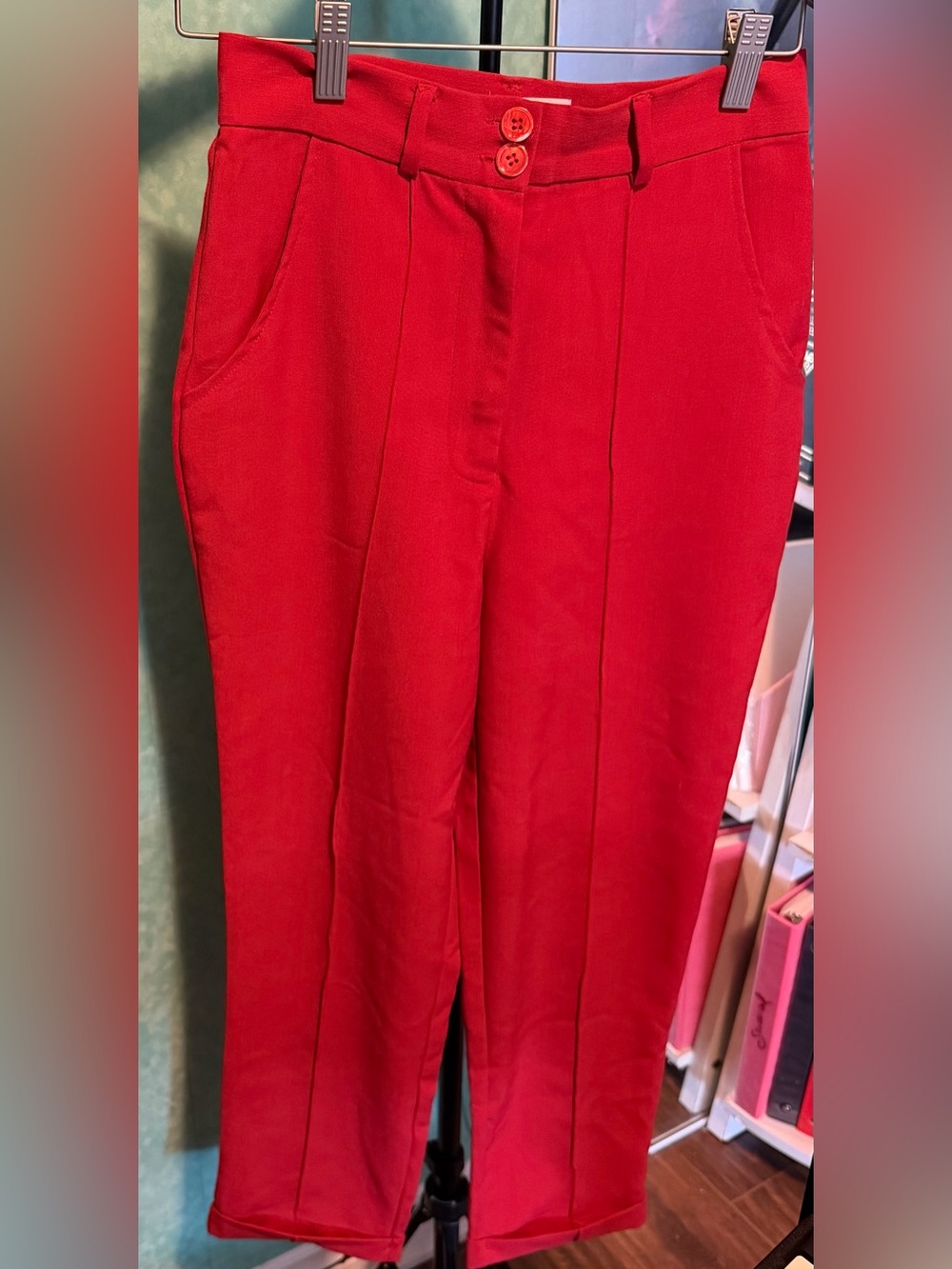 🍒✨60s/70s Bettie Page Las Vegas- Bright Red “Cigarette” Pin Up Pants